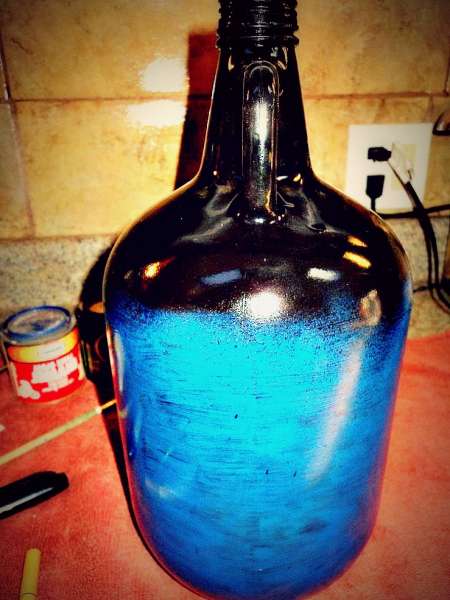Blue & black painted bottle