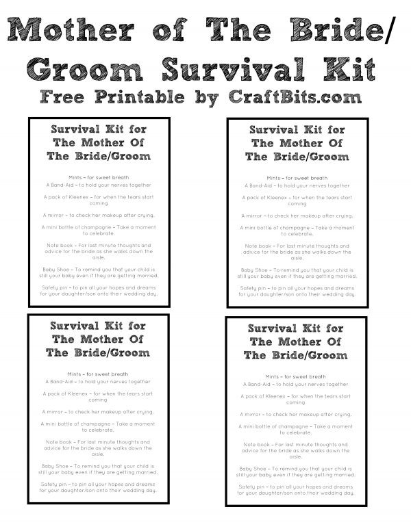 MOTHER OF THE BRIDE/GROOM Novelty Survival Kit Gift 