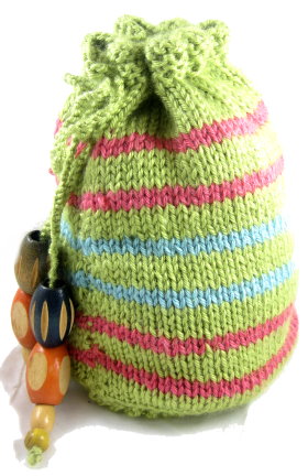 Knitted drawstring bag