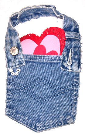 Recycled Jeans Valentines Pouch