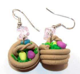 Polymer Clay Easter Egg Basket Earrings Craftbits