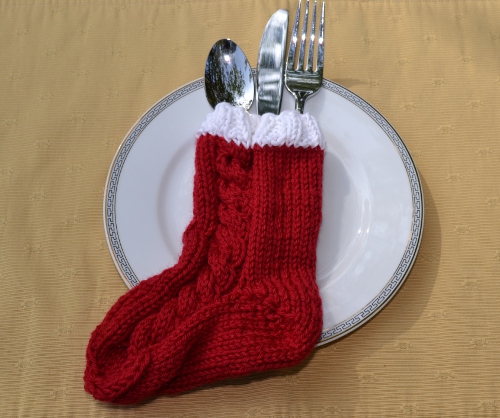 stocking with utensils for christmas dinner